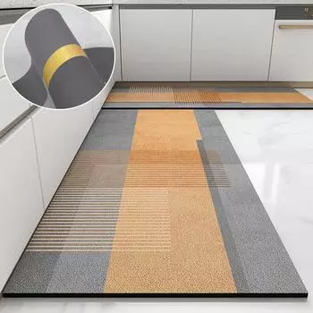 Легкий роскошный кухонный коврик из ПВХ-кожи, водонепроницаемый напольный ковер, украшение для дома, износостойкий и простой в уходе коврик для ног W40xL60cm