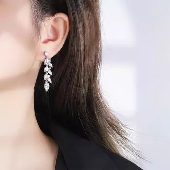 Легкий роскошный листовой циркон женский S925 серебро знаменитость бахрома, ювелирные изделия