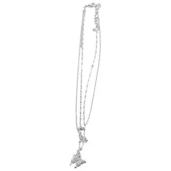 Легкий роскошный маленький кулон ожерелье двухслойная цепочка на ключицы женский подарок золотой