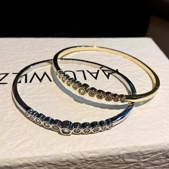 Легкий роскошный медный браслет с инкрустацией цирконием с универсальным темпераментом и простыми женскими аксессуарами 17CM