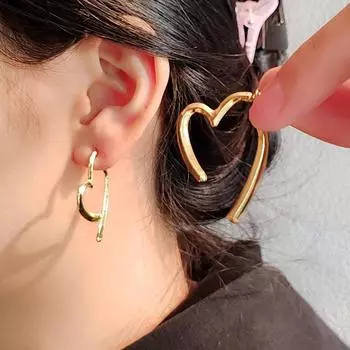 Легкий роскошный нишевый дизайн, модные серьги в стиле Японии и Южной Кореи, металлическая легкая версия, клипсы Love Front And Rear Cross Ear Clips