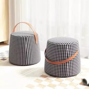 Легкий роскошный переносной круглый табурет с ручкой для переноски, подставка для ног в гостиной, мебель для прихожей, подставка для ног, низкий стул