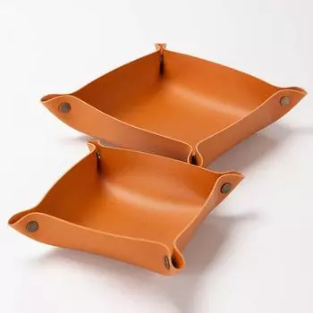 Легкий роскошный поднос для хранения ключей, поднос для украшения стола, дверной проем, кожаный дизайнерский креативный мягкий декор Orange - Large