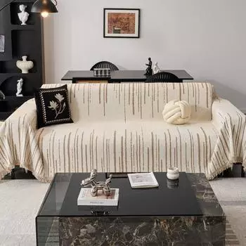 Легкий роскошный полосатый черно-белый чехол для дивана, ткань для всех сезонов, полотенце для дивана из шенилла, чехол для дивана, одеяло для дивана 180*130cm