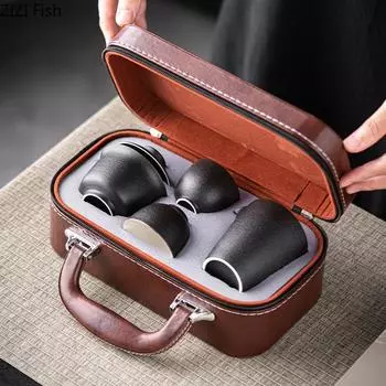 Легкий роскошный портативный керамический чайный сервиз, креативный офисный чайный сервиз в стиле кунг-фу, китайский походный чайный сервиз, подарок другу