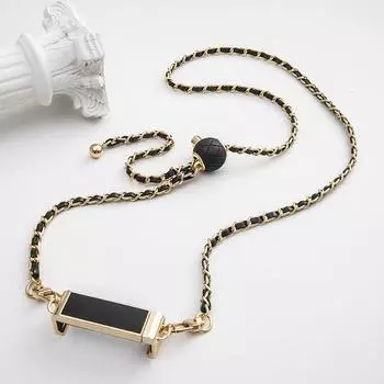 Легкий роскошный повседневный модный металлический цепной ремешок для мобильного телефона с зажимом на спине для женщин, портативный ремень через плечо с защитой от потери чёрный