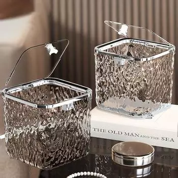 Легкий роскошный прозрачный ящик для хранения стирального порошка, контейнер с пресс-крышкой, настольный мусорный бак, многофункциональный домашний органайзер для хранения