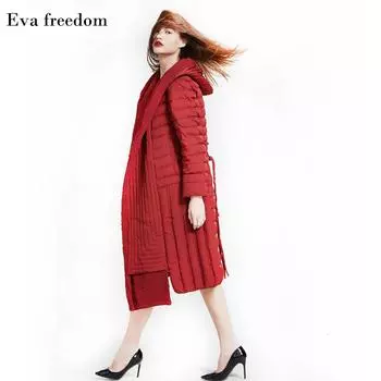 Легкий роскошный пуховик женский тяжелая промышленность вышивка бордовый зимний дизайн чувство шнуровка талия с капюшоном темперамент элегантное пальто S 95-52.5 kg or so wear чёрный