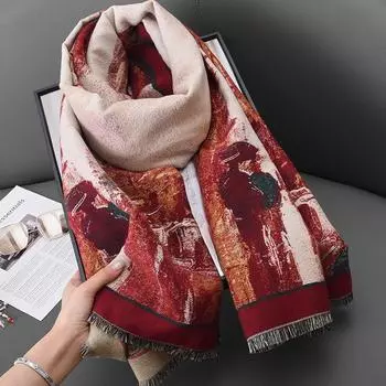 Легкий роскошный ретро женский стиль милый прохладный стиль кашемировый уличный жаккардовый шарф креативный дизайн чувство осень и зима шаль 67*185