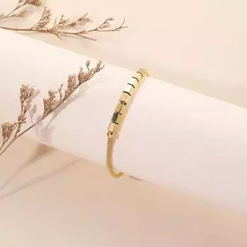 Легкий роскошный роскошный браслет из титановой стали с небольшими блоками из змеиной кости