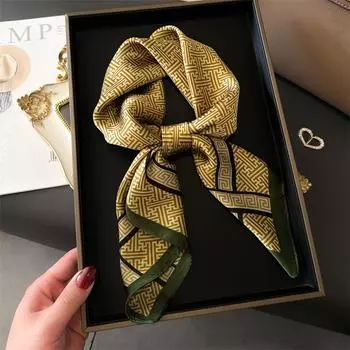 Легкий роскошный шелковый шарф, имитация шелкового шарфа, женский весенне-осенний тонкий квадратный шарф 70 см, высококачественный универсальный шарф в иностранном стиле, новый 70 * 70Cm (1-3cm error)