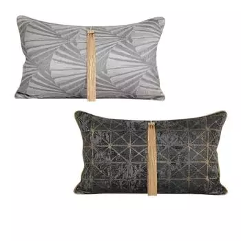 Легкий роскошный современный геометрический узор наволочка с золотой бахромой наволочка для дивана прямоугольная поясная наволочка спинка 30*50cm