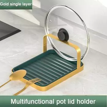 Легкий роскошный стиль, кухонная трехслойная полка с крышкой для кастрюли, многослойная полка, держатель для крышки под кастрюлю, подставка для ложки, стеллаж для хранения кухонной посуды Single layer зелёный