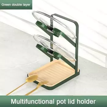 Легкий роскошный стиль, кухонная трехслойная полка с крышкой для кастрюли, многослойная полка, держатель для крышки под кастрюлю, подставка для ложки, стеллаж для хранения кухонной посуды Single layer золотой
