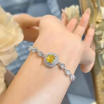 Легкий роскошный темпераментный браслет с желтым бриллиантом в форме кубика сахара Advanced Sense Niche Exquisite Simple Argyle Yellow Diamond для женщин