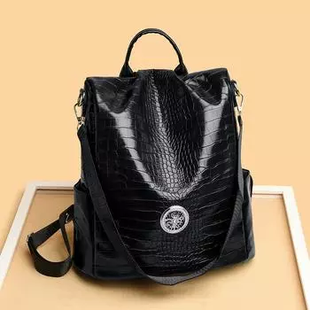 Легкий роскошный текстурированный женский рюкзак для поездок на работу, модная сумка с рисунком крокодила, универсальная сумка через плечо