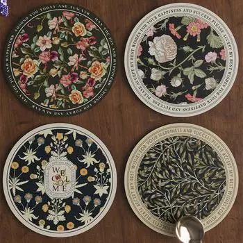 Легкий роскошный водонепроницаемый кожаный, маслостойкий и термостойкий ретро-коврик для обеденного стола высокого класса 20*20cm