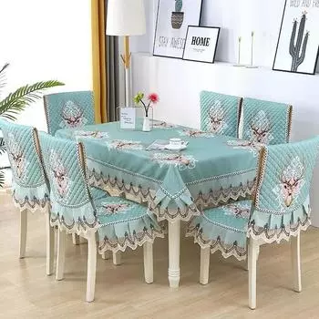 Легкий роскошный волнистый кружевной чехол на стул, утолщенная тканевая подушка для обеденного стола, европейский стиль, большой цветочный скатерть, чехол на стул Chair 1 cover 1 back