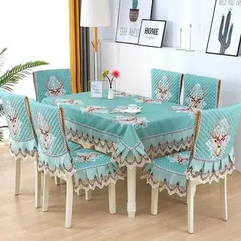 Легкий роскошный волнистый кружевной чехол на стул, утолщенная тканевая подушка для обеденного стола, европейский стиль, большой цветочный скатерть, чехол на стул Chair cover 1pcs