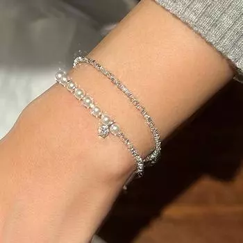 Легкий роскошный высококачественный циркониевый серебряный браслет с жемчугом, женская индивидуальность, уникальный, изысканный, модный, универсальный браслет, ювелирные изделия