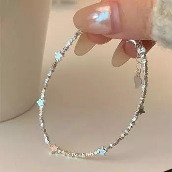 Легкий роскошный высококачественный серебряный браслет со звездой, женский, простой, элегантный, индивидуальный, модный, темпераментный, универсальный браслет, ювелирные изделия