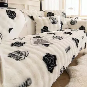 Легкий роскошный зимний теплый плюшевый диванный чехол мягкий удобный все включено диванный чехол для украшения гостиной дома противоскользящее толстое полотенце для спинки 70x70cm 1pcs