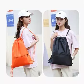 Легкий рюкзак на шнурке для мужчин и женщин, спортивный рюкзак для фитнеса, баскетбольная сумка, сумка на молнии чёрный