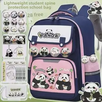 Легкий рюкзак Panda Flower для девочек — большая вместимость, симпатичный дизайн, идеально подходит для учеников начальной школы