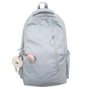 Легкий школьный рюкзак для учащихся младших классов средней школы, женский клетчатый рюкзак розовый