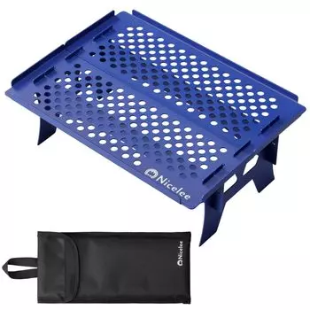 Легкий складной алюминиевый стол Nicelee Solo, легкий низкий столик для кемпинга, стульев для отдыха на природе, сумка для хранения кофе в комплекте [текстура премиум-класса] синий