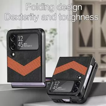 Легкий складной кожаный чехол для мобильного телефона Samsung Galaxy Z Flip4 5g Flip 4, складной чехол с защитой от падения для Samsung Flip4 for Samsung Z Flip 4 коричневый