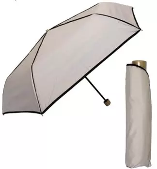 Легкий Складной Солнечный и Дождевой 55см Внутренний УФ Тепловой Стильный Бежевый Женский Зонт, Защита, Спицы, Покрытие, 99,9% Защита, UPF50+, Защита, бежевый