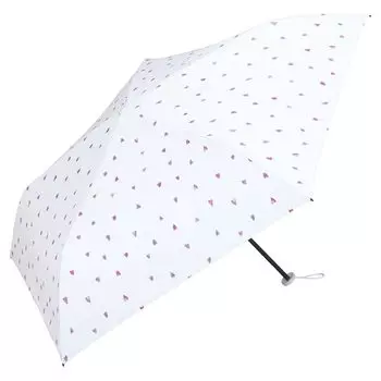 Легкий Солнечный Акварельный Сердечко Легкий УФ Складной Идеально для Поездок на Работу или Продукт Wpc. Зонт, Дизайн, Мини, Молочно-белый (100% блокировка, 99,9%