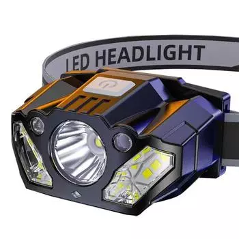 Легкий светодиодный налобный фонарь с датчиком волнения, долговечный USB-налобный фонарь для рыбалки на открытом воздухе, налобный фонарь с умным датчиком на голове