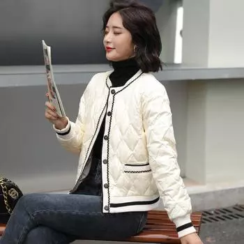 Легкий темперамент небольшой ароматный пуховик женский короткий новый зимняя одежда маленький белый утиный пух теплая куртка прилив S чёрный