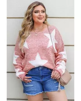 Легкий трикотажный свитер больших размеров Azura Exchange Red Star 3X красный