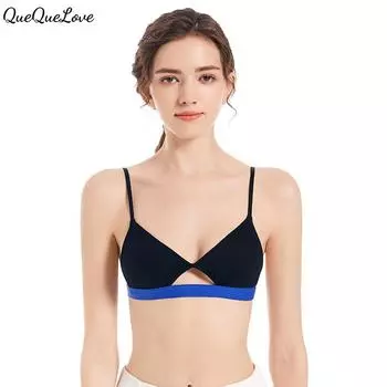 Легкий, удобный и бесшовный бюстгальтер без косточек, контрастный цвет, полые треугольные чашки, женское нижнее белье S темно-зеленого