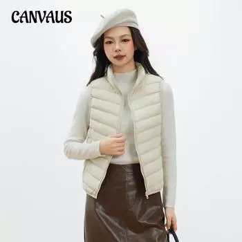 Легкий жилет из утиного пуха для женщин на осень и зиму 90% S светло-фиолетовый