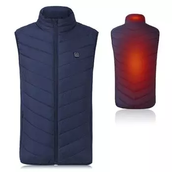 Легкий зимний теплый жилет с электроподогревом, с зарядкой через USB, с подогревом, терможилет с 3XL чёрный