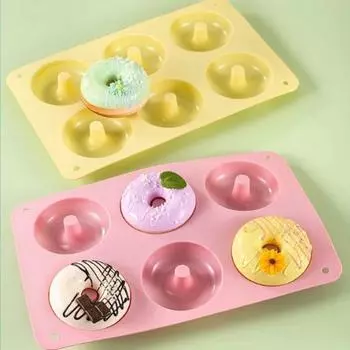 Легко демонтируемая 6-звенная форма для пончиков, устойчивая к высоким температурам форма для торта, силиконовая форма для выпечки кексов