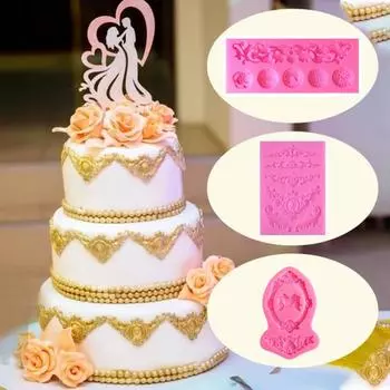 Легко демонтируемая форма для шоколада, креативная форма, практичная 3D гравировка, украшение для свадебного торта, кружево A