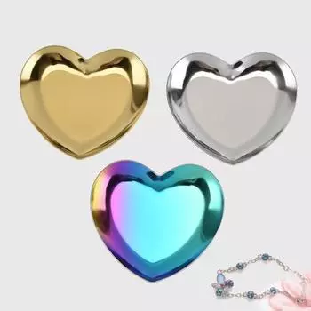 Легко моется, гладкая поверхность, прочный, блестящий, в форме сердца, держатель для украшений, не деформирующийся, органайзер, поднос для чая серебряный