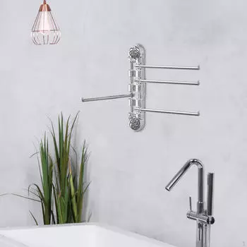 Легко монтируемый держатель для полотенец с 4 вращающимися рычагами для кухни и ванной комнаты B Small