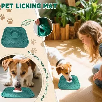 Легко моющийся коврик для вылизывания для собак, Нескользящий коврик для медленного кормления, Бесплатный силиконовый коврик, Интерактивная игрушка для собак One Size