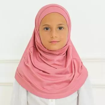 Легко надевать хиджаб для девочек, мусульманский шарф для детей, мгновенные хиджабы для женщин, вискозные детские шарфы на Рамадан Ид ярко-розовый