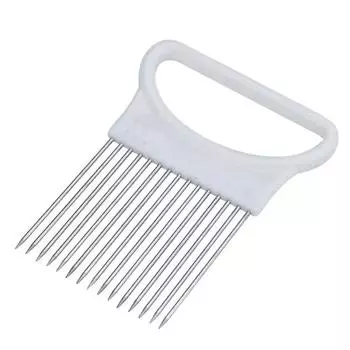 Легко нарезайте лук с помощью этой 1 шт. красочной лукорезки для кухни из нержавеющей стали, держателя для лука для картофельных чипсов