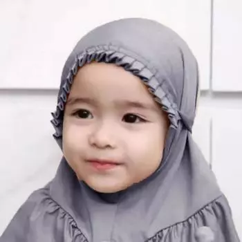 Легко носить девушки мгновенный хиджаб шарф мусульманские хиджабы дети тюрбан морщины годы головной платок рука B5I9 Gray-1pcs