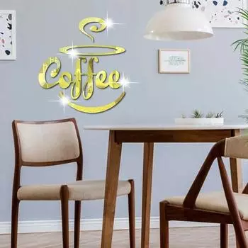 Легко отрывающаяся наклейка на стену в виде кофейной чашки DIY акриловое зеркало настенная роспись 3D наклейки на кофейное зеркало настенные наклейки чёрный