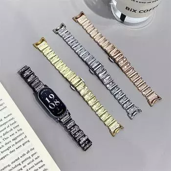 Легко регулируемый браслет для умных часов Xiaomi Mi Band 9, металлический ремешок, нарядный браслет для женщин Xiaomi Mi Band 8, золотой For xiaomi band 9/8 чёрный