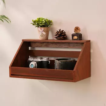 Легко устанавливаемая деревянная подвесная полка, декоративная плавающая настенная для ванной, коричневый
